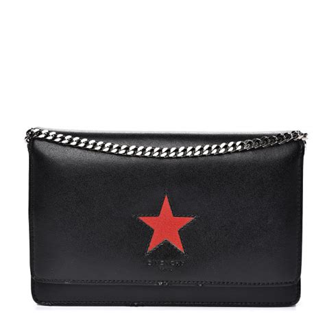 GIVENCHY Calfskin Star Pandora Chain Wallet Black